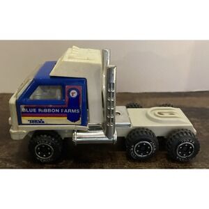 Vintage Tonka Blue Ribbon Farms Semi Truck Dual Exhaust Pipes Classic Toy
